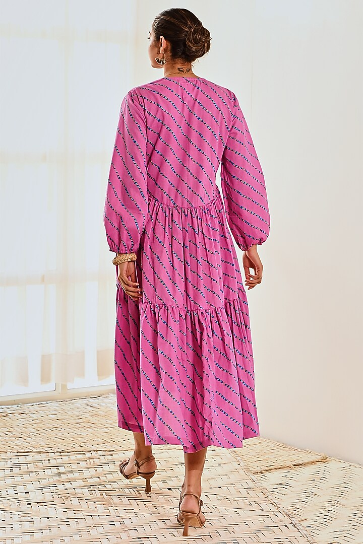 Pink Cotton Printed Summer Dress by MoonTara at Pernia's Pop Up Shop