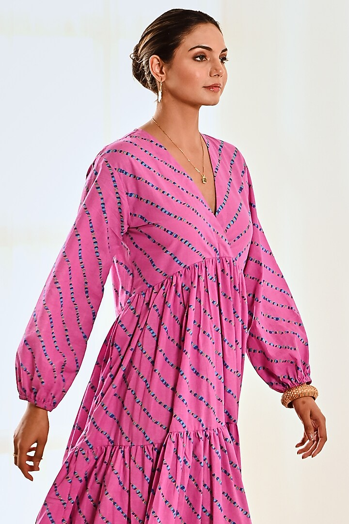 Pink Cotton Printed Summer Dress by MoonTara at Pernia's Pop Up Shop