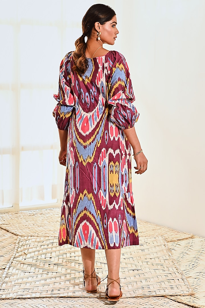 Purple Cotton Ikat Printed Summer Dress by MoonTara at Pernia's Pop Up Shop