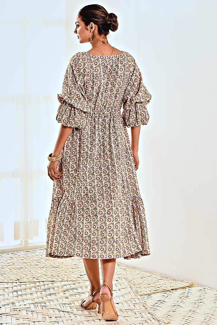 White Cotton Floral Printed Summer Dress by MoonTara at Pernia's Pop Up Shop