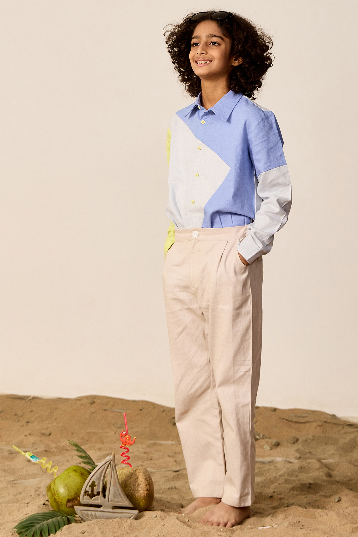 Multi-Colored Linen Shirt For Boys by MINI TRAILS