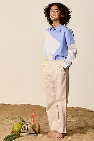 Multi-Colored Linen Shirt For Boys by MINI TRAILS