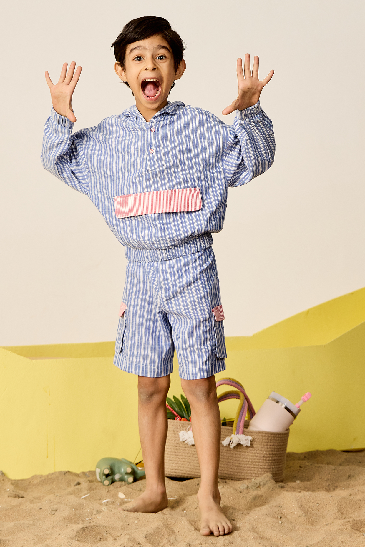 Blue Cotton Co-Ord Set For Boys by MINI TRAILS