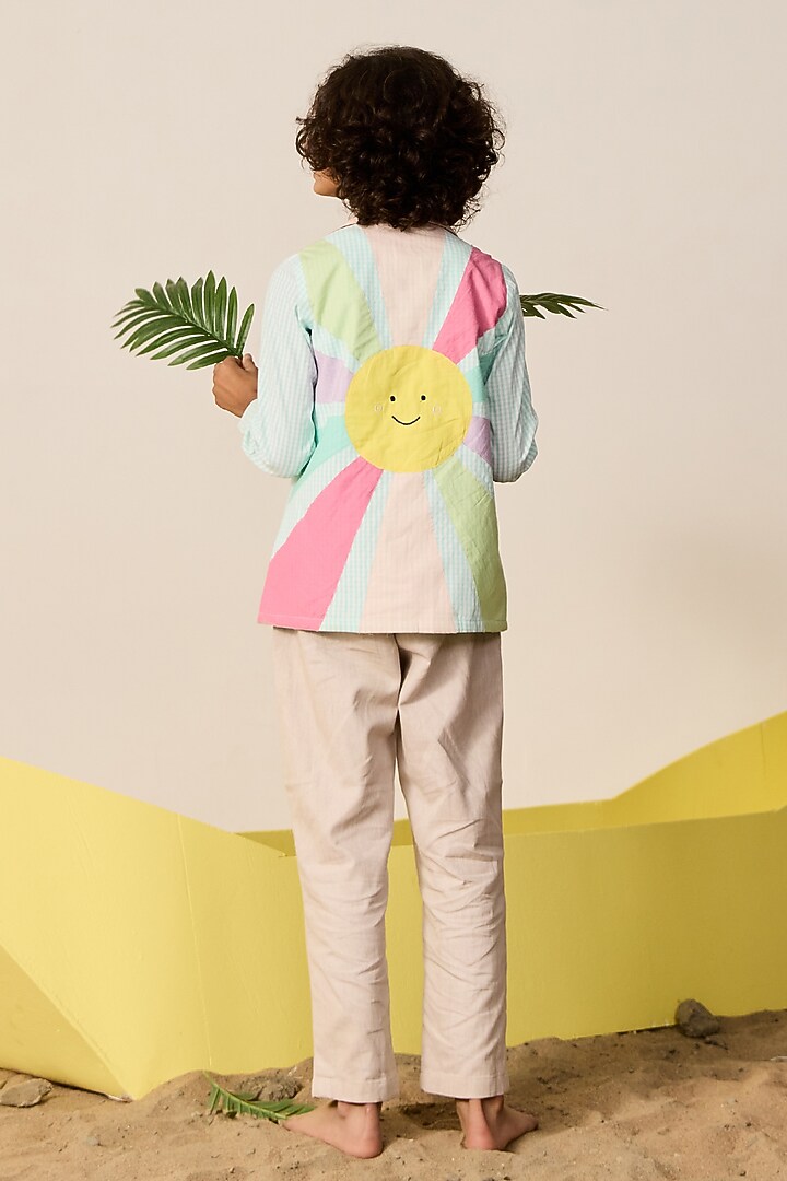 Sea Green Seersucker Applique Embroidered Shirt For Boys by MINI TRAILS at Pernia's Pop Up Shop