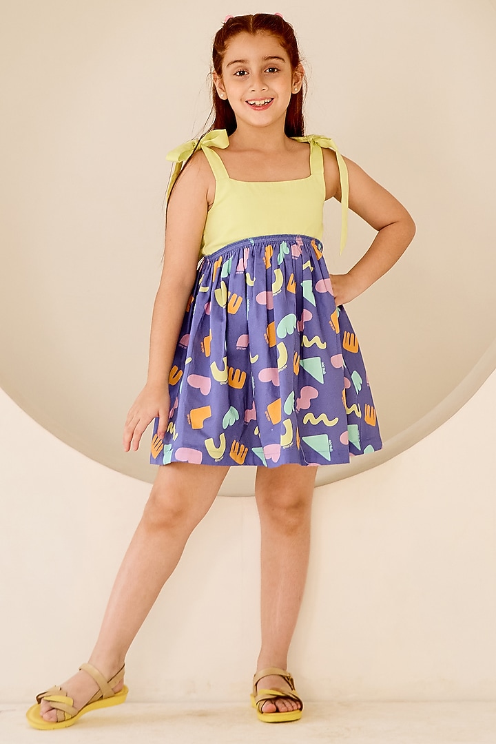 Multi-Colored Cotton Satin Dress For Girls by MINI TRAILS at Pernia's Pop Up Shop