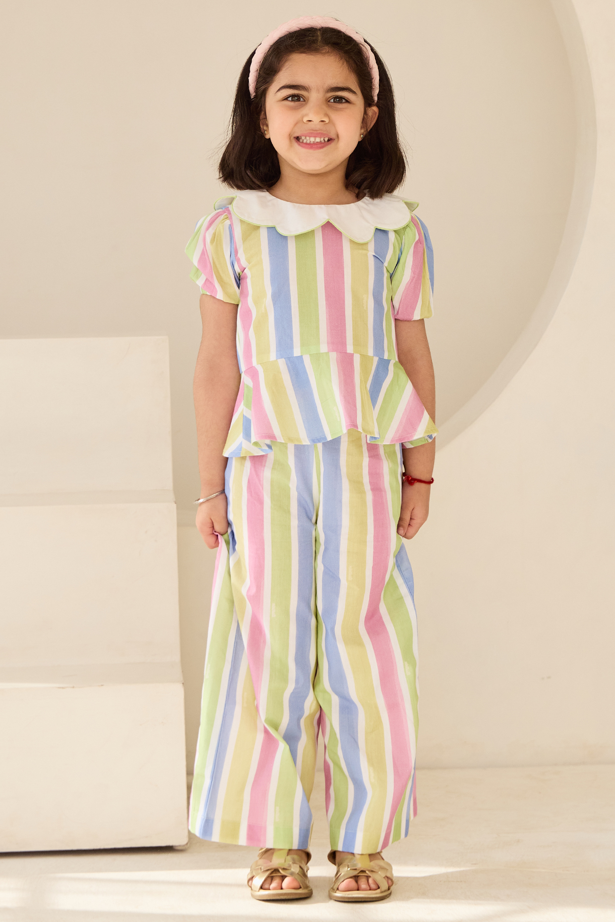 Multi-Colored Cambric Co-Ord Set For Girls by MINI TRAILS at Pernia's Pop Up Shop