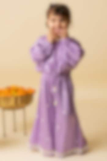 Purple Modal Satin & Cotton Voile Sharara Set For Girls by MINI TRAILS at Pernia's Pop Up Shop