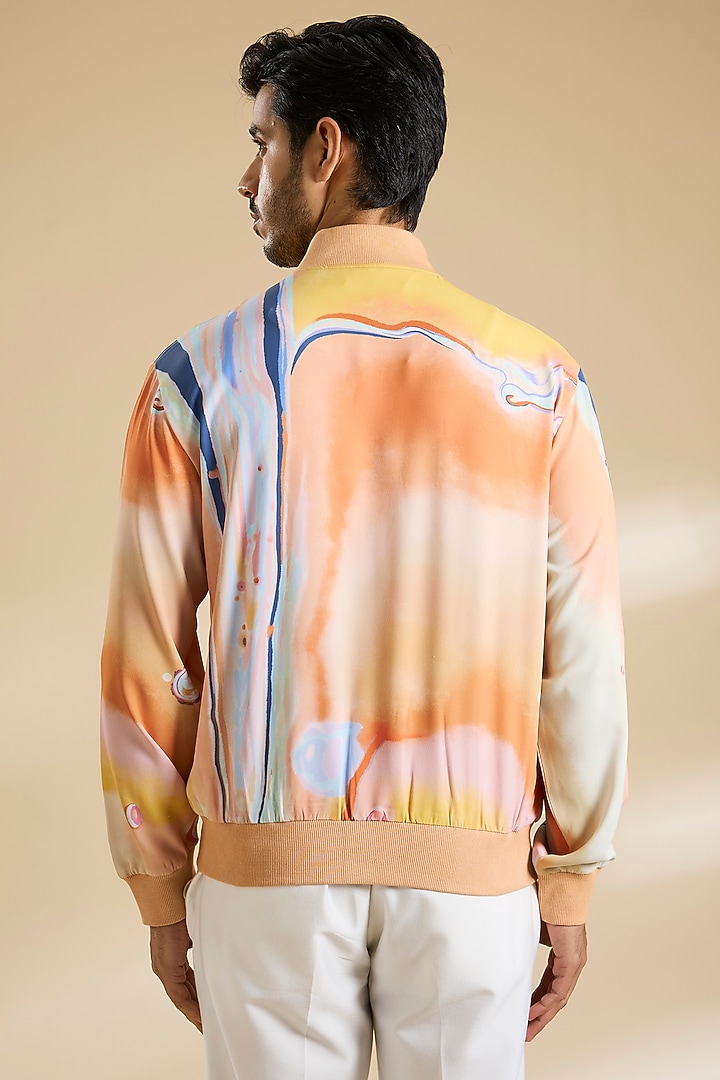 Multi-Colored French Lycra Twill Printed Jacket by Mandira Wirk Men at Pernia's Pop Up Shop