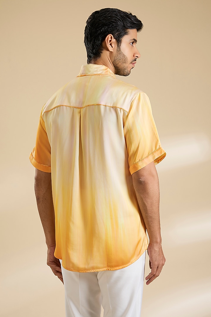Pale Yellow Ombre Chiffon Party Wear Shirt by Mandira Wirk Men at Pernia's Pop Up Shop