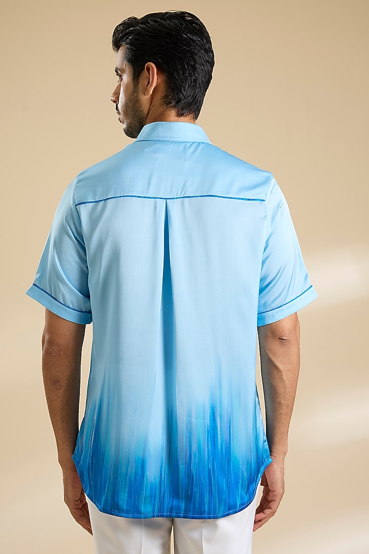 Blue Ombre Chiffon Party Wear Shirt by Mandira Wirk Men at Pernia's Pop Up Shop