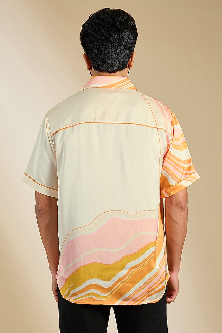 Beige & Orange Chiffon Party Wear Shirt by Mandira Wirk Men at Pernia's Pop Up Shop