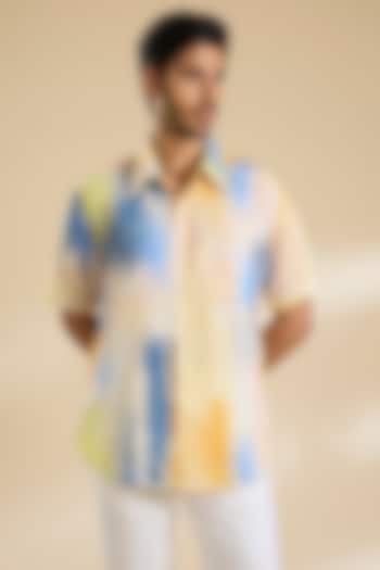 Multi-Colored Chiffon Printed Shirt by Mandira Wirk Men