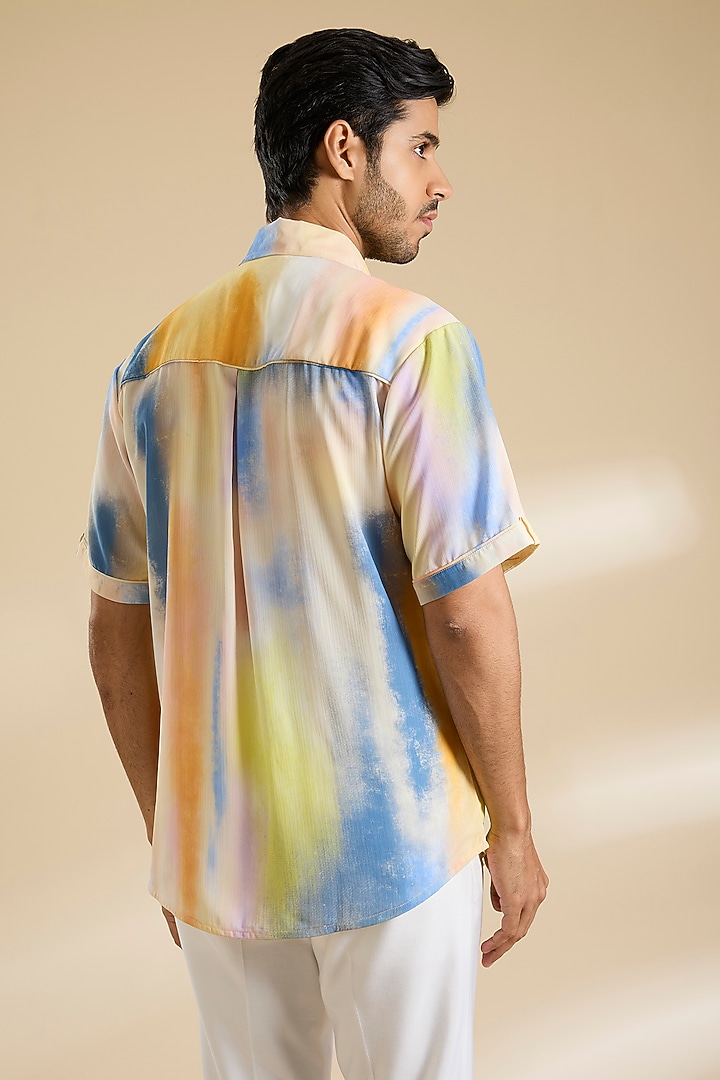 Multi-Colored Chiffon Printed Party Wear Shirt by Mandira Wirk Men at Pernia's Pop Up Shop