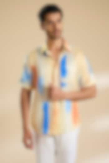Multi-Colored Chiffon Printed Shirt by Mandira Wirk Men