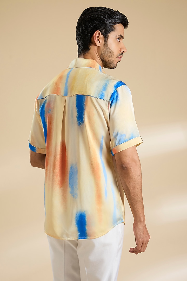 Multi-Colored Chiffon Printed Party Wear Shirt by Mandira Wirk Men at Pernia's Pop Up Shop