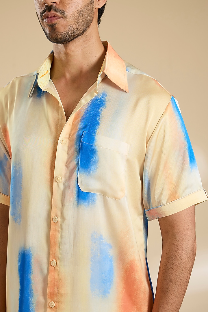 Multi-Colored Chiffon Printed Party Wear Shirt by Mandira Wirk Men at Pernia's Pop Up Shop