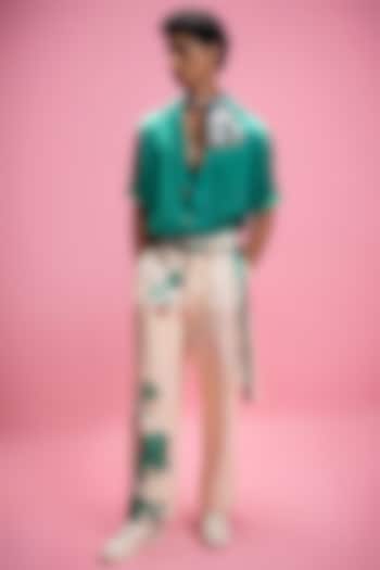 Green & Ivory Printed Co-Ord Set by Mandira Wirk Men at Pernia's Pop Up Shop
