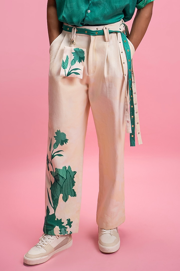 Green & Ivory Printed Co-Ord Set by Mandira Wirk Men at Pernia's Pop Up Shop