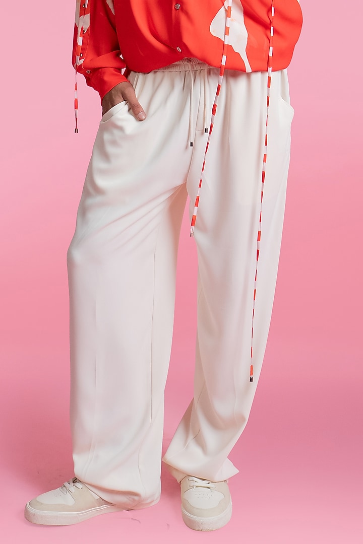 Red-White French Twill Lycra Co-Ord Set by Mandira Wirk Men at Pernia's Pop Up Shop