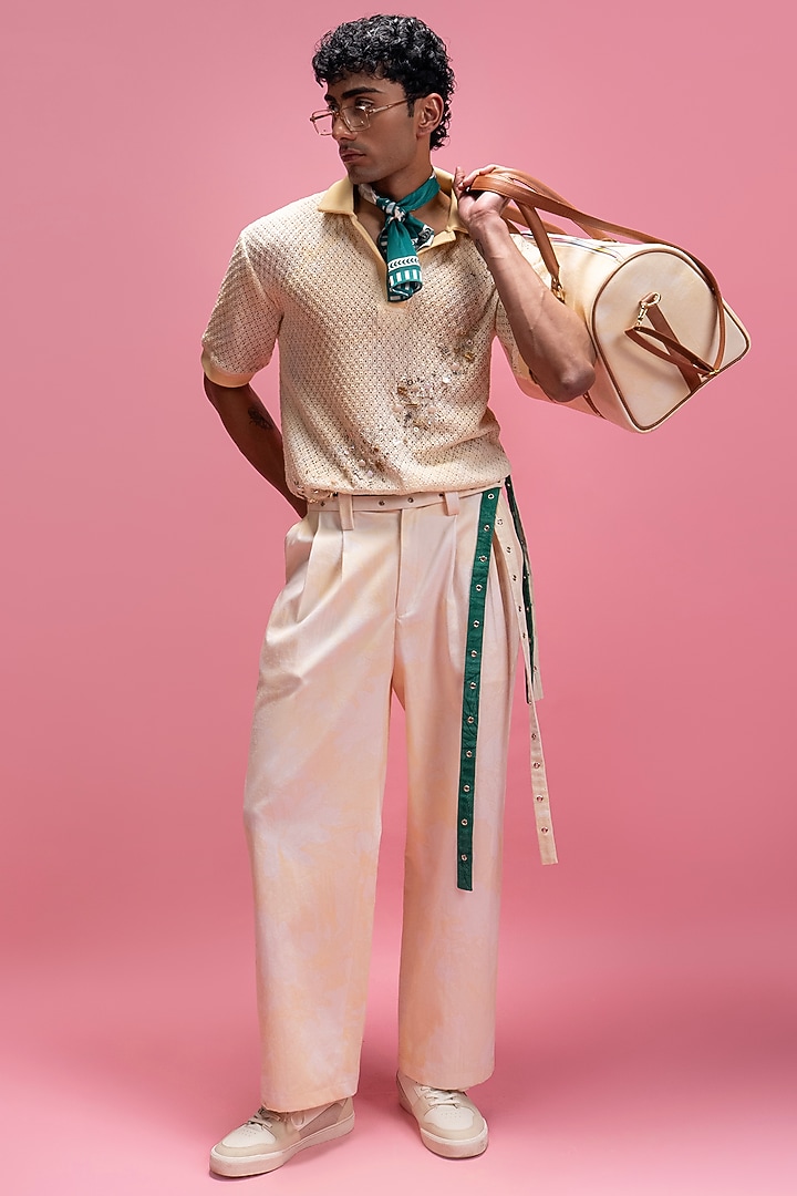 Ivory Cotton Lace & Cotton Denim Co-Ord Set by Mandira Wirk Men at Pernia's Pop Up Shop