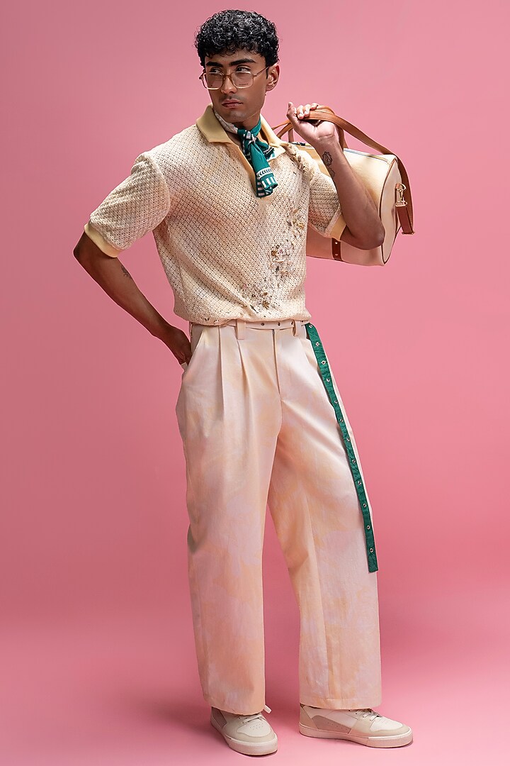 Ivory Cotton Lace & Cotton Denim Co-Ord Set by Mandira Wirk Men at Pernia's Pop Up Shop