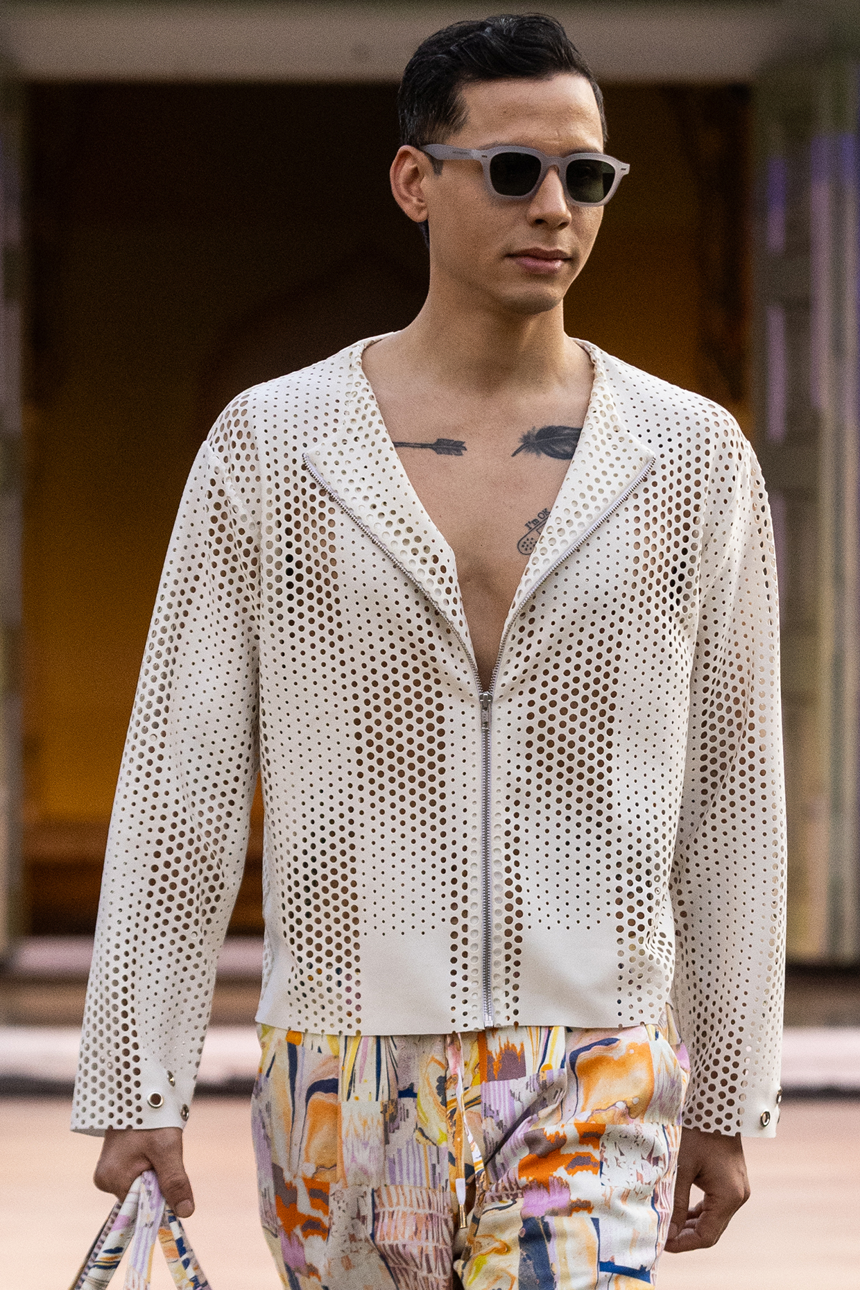 Ivory Foma Fabric Jacket by Mandira Wirk Men