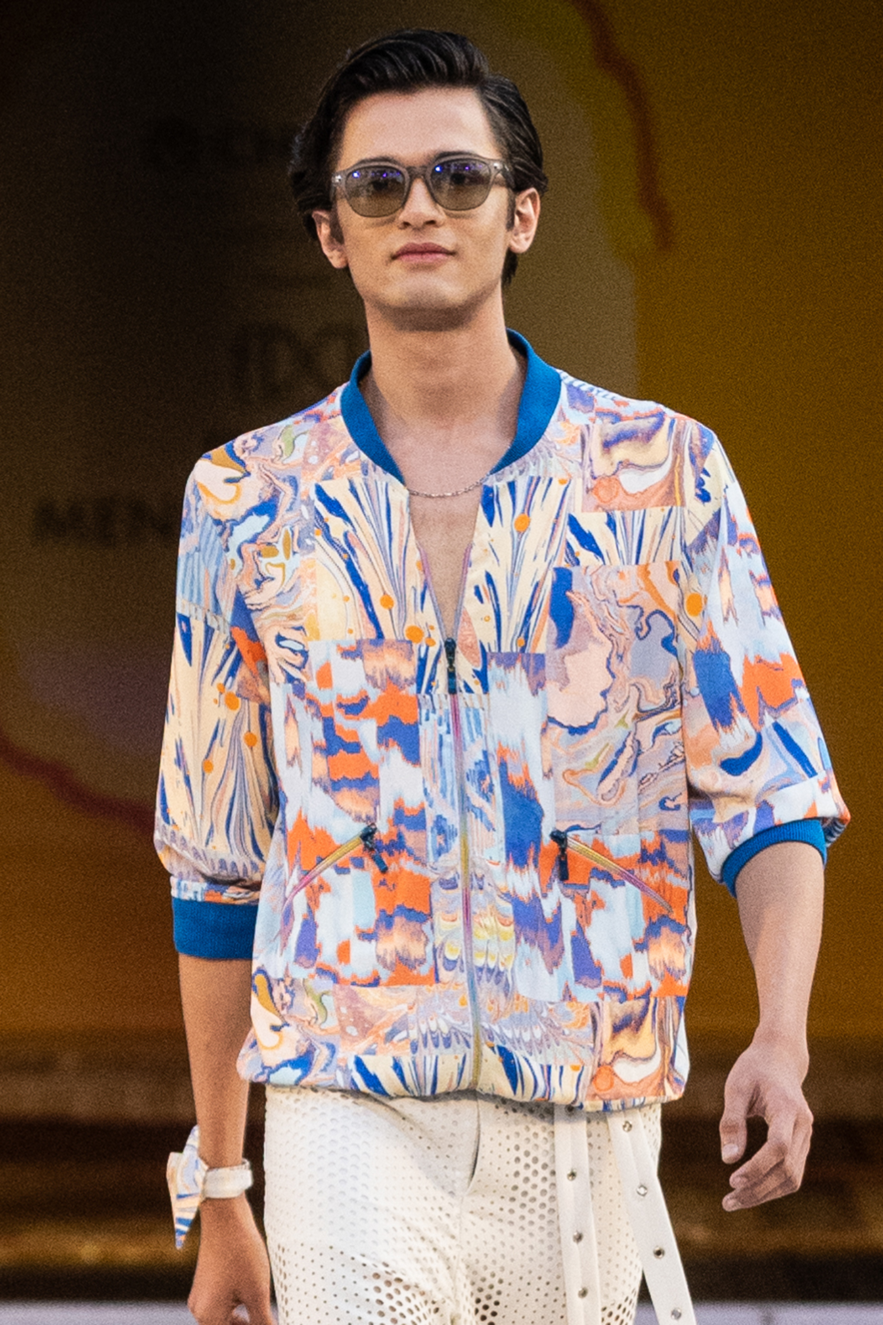 Blue Ocean French Twill Lycra Jacket by Mandira Wirk Men