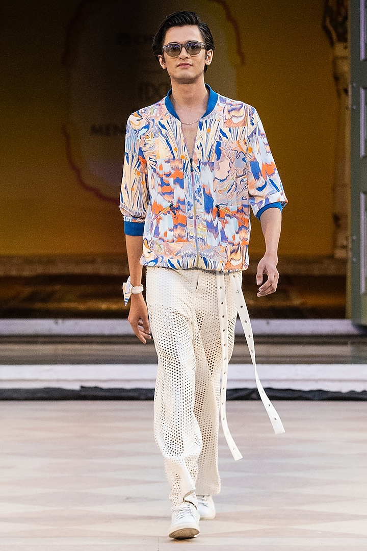 Blue Ocean French Twill Lycra Jacket by Mandira Wirk Men at Pernia's Pop Up Shop