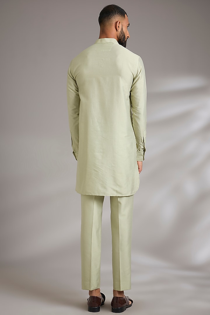 Green Art Silk Resham Embroidered Bundi Jacket Set by Manish Nagdeo Men at Pernia's Pop Up Shop