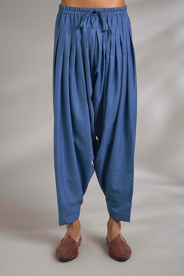 Blue Ruby Silk Printed Kurta Set by Manish Nagdeo Men at Pernia's Pop Up Shop