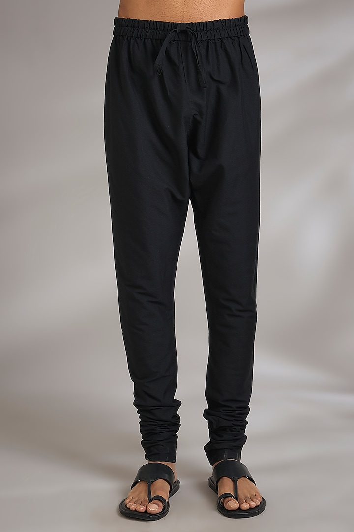 Black Cotton Silk Printed Kurta Set by Manish Nagdeo Men at Pernia's Pop Up Shop