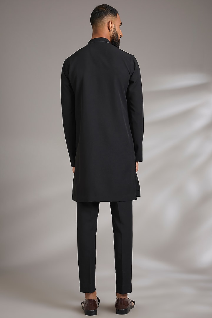 Black Moss Lycra Printed Kurta Set by Manish Nagdeo Men at Pernia's Pop Up Shop