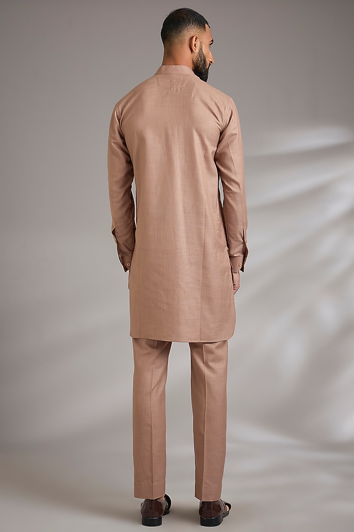 Fawn Ruby Silk Printed Nehru Jacket Set by Manish Nagdeo Men at Pernia's Pop Up Shop