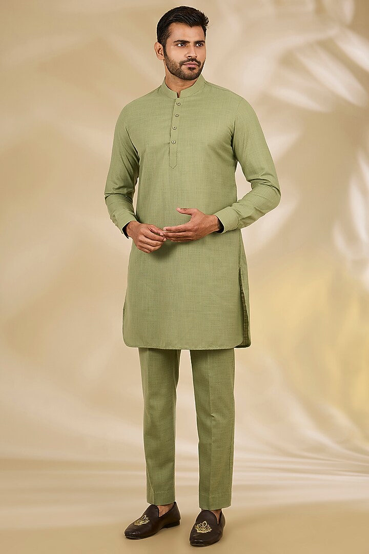 Green Ruby Silk Floral Printed Bundi Jacket Set by Manish Nagdeo Men at Pernia's Pop Up Shop