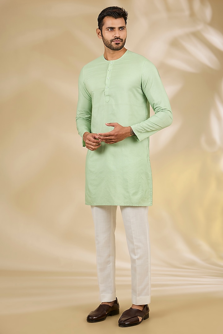 Green Art Silk Thread Embroidered Wedding Bandhgala Set by Manish Nagdeo Men at Pernia's Pop Up Shop