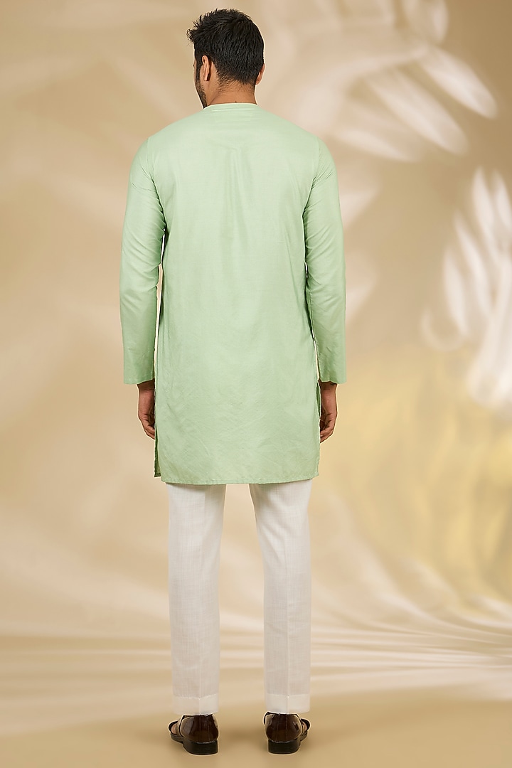Green Art Silk Thread Embroidered Wedding Bandhgala Set by Manish Nagdeo Men at Pernia's Pop Up Shop