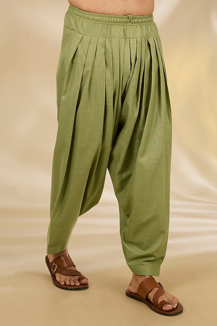 Green Ruby Silk Jaal Printed Kurta Set by Manish Nagdeo Men at Pernia's Pop Up Shop