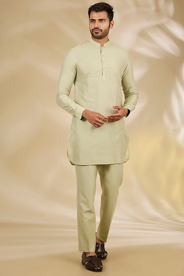 Green Art Silk Thread Embroidered Wedding Sherwani Set by Manish Nagdeo Men at Pernia's Pop Up Shop