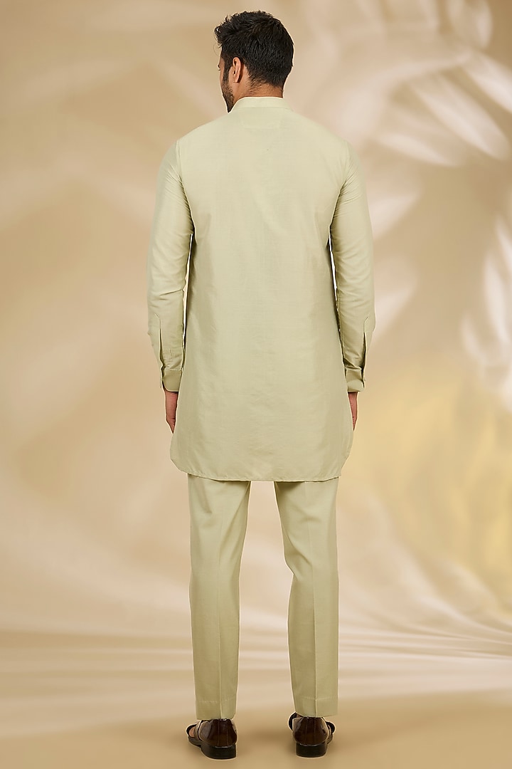 Green Art Silk Thread Embroidered Wedding Sherwani Set by Manish Nagdeo Men at Pernia's Pop Up Shop