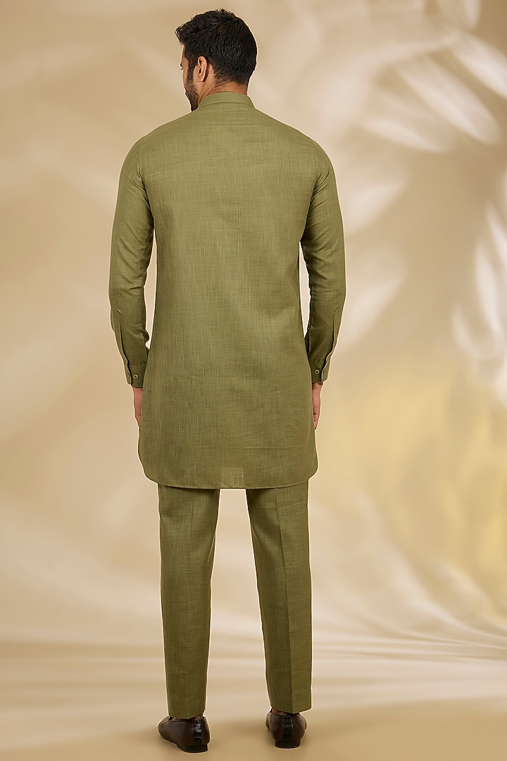 Green Ruby Silk Dori Embroidered Bundi Jacket Set by Manish Nagdeo Men at Pernia's Pop Up Shop