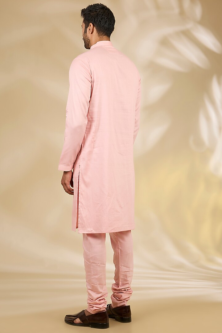 Peach Banarasi Brocade Hand Embroidered Bundi Jacket Set by Manish Nagdeo Men at Pernia's Pop Up Shop