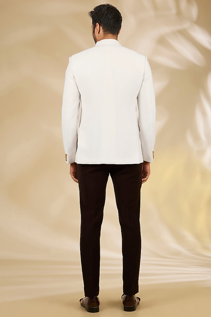 Ivory Viscose Wedding Bandhgala Set by Manish Nagdeo Men at Pernia's Pop Up Shop
