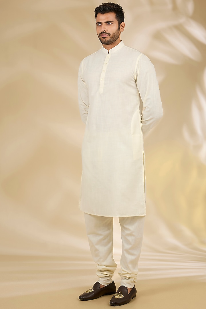 Ivory Cotton Silk Floral Printed Bundi Jacket Set by Manish Nagdeo Men at Pernia's Pop Up Shop