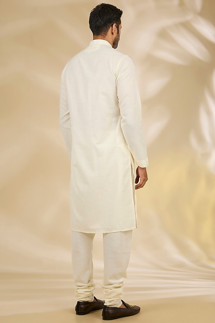 Ivory Cotton Silk Floral Printed Bundi Jacket Set by Manish Nagdeo Men at Pernia's Pop Up Shop