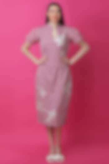 Powder Pink Luxury Crepe Printed Sheath Dress by Manish Nagdeo at Pernia's Pop Up Shop