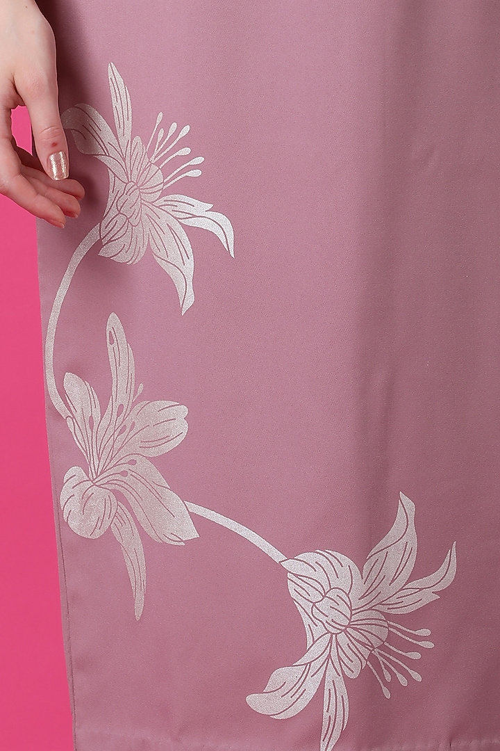 Powder Pink Luxury Crepe Printed Sheath Summer Dress by Manish Nagdeo at Pernia's Pop Up Shop