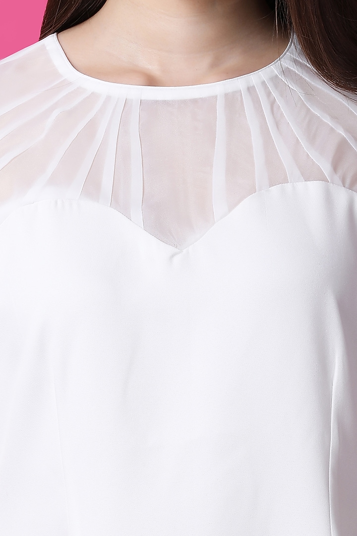White Luxury Crepe Floral Printed Midi Summer Dress by Manish Nagdeo at Pernia's Pop Up Shop