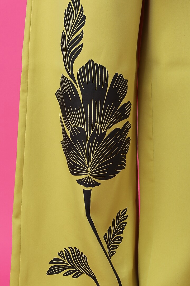 Lime Green Luxury Crepe Floral Printed Co-Ord Set by Manish Nagdeo at Pernia's Pop Up Shop