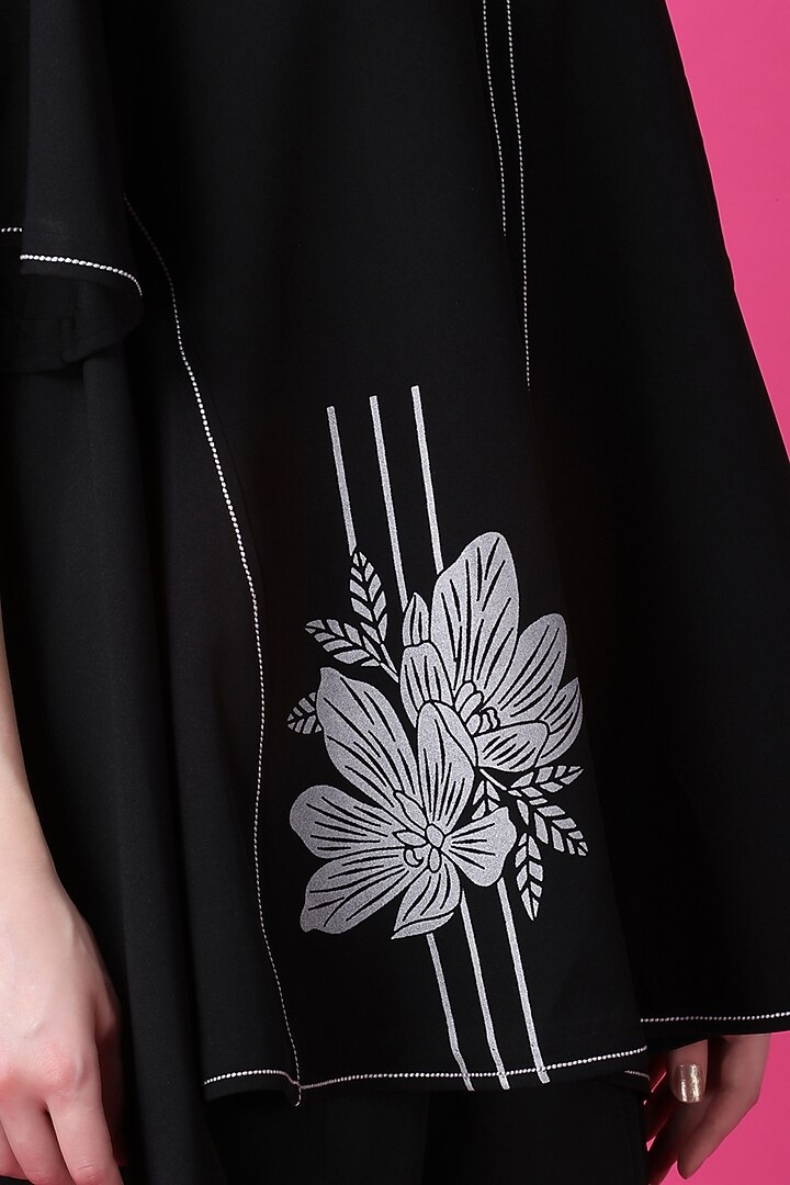 Black Luxury Crepe Motif Printed Co-Ord Set by Manish Nagdeo at Pernia's Pop Up Shop