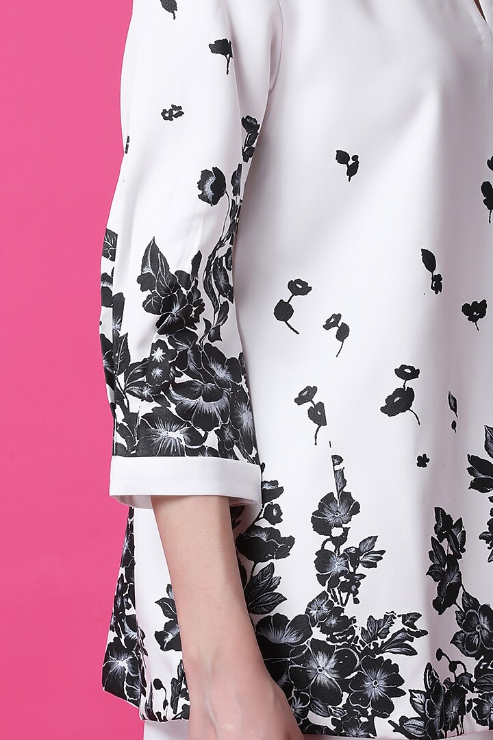 White Luxury Crepe Floral Hand Painted Co-Ord Set by Manish Nagdeo at Pernia's Pop Up Shop